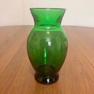 Vintage Anchor Hocking Glass Co. Forest Green Coolidge Hand Blown Vase 6.5” T